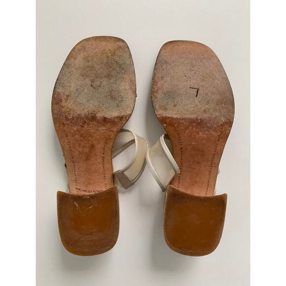 COPY - Stuart Weitzman Cream Mesh Strappy Block Heels SZ 5 - Picture 5 of 11
